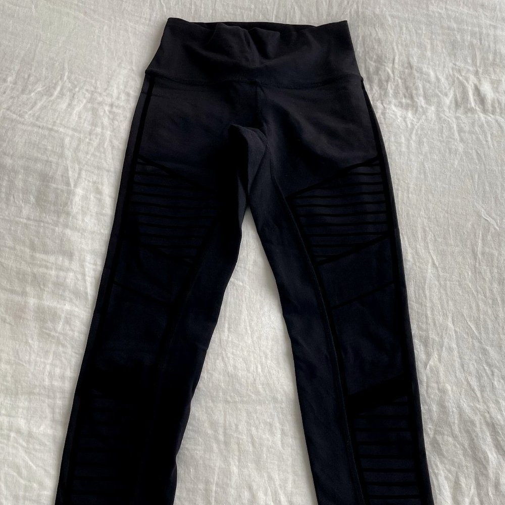 ALO Yoga Flocked High Waist Moto Leggings.